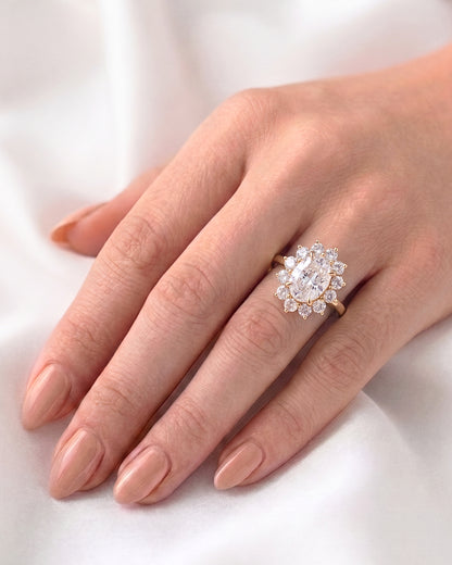 Brynn: Floral Oval Moissanite Engagement Ring
