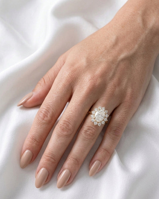 Brynn - Floral Oval Moissanite Engagement Ring