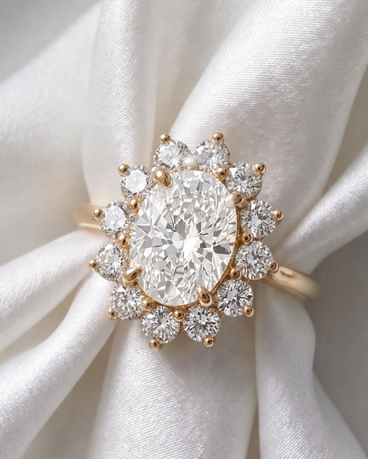 Brynn - Floral Oval Moissanite Engagement Ring