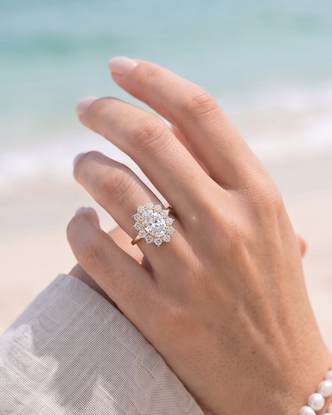 Brynn: Floral Oval Moissanite Engagement Ring