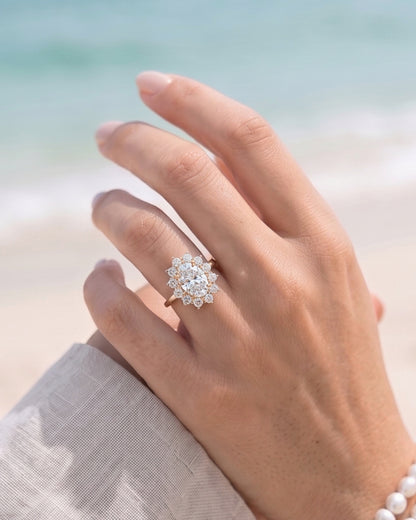 Brynn: Floral Oval Moissanite Engagement Ring