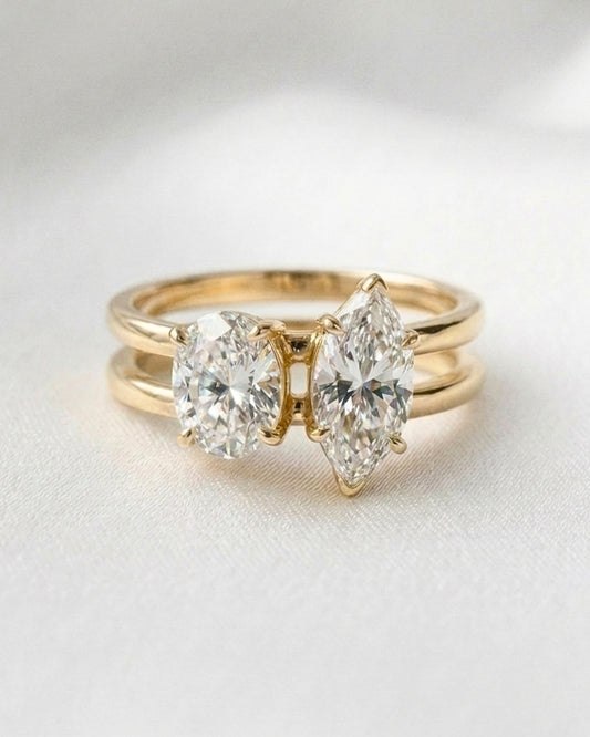 Calla: Marquise and Round Crossover Moissanite Engagement Ring