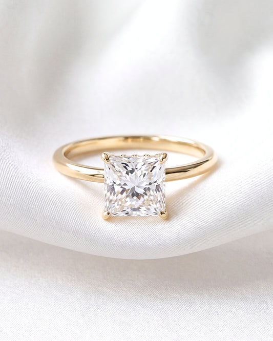 Cassia: Princess Hidden Halo Moissanite Engagement Ring
