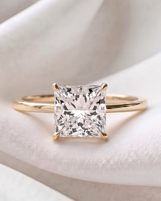 Cassia: Princess Hidden Halo Moissanite Engagement Ring