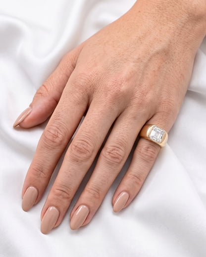 Cecilia: Elongated Radiant Burnished with Signet Band Ring