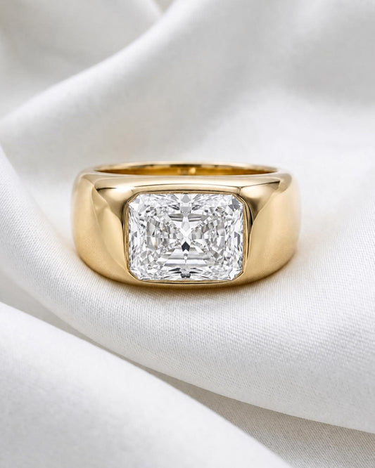 Cecilia: Elongated Radiant Burnished with Signet Band Ring