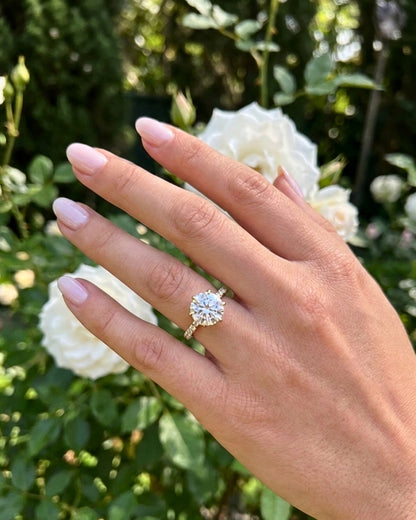 Celeste: Round Half Pavé & Hidden Halo Diamond Engagement Ring