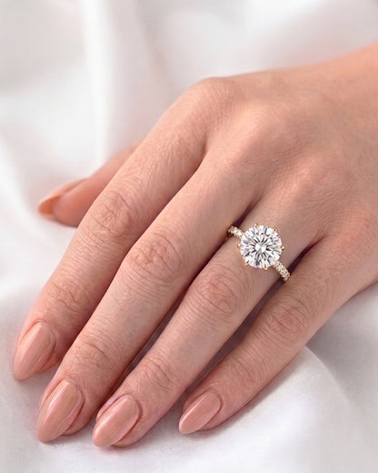 Celeste: Round Half Pavé & Hidden Halo Diamond Engagement Ring