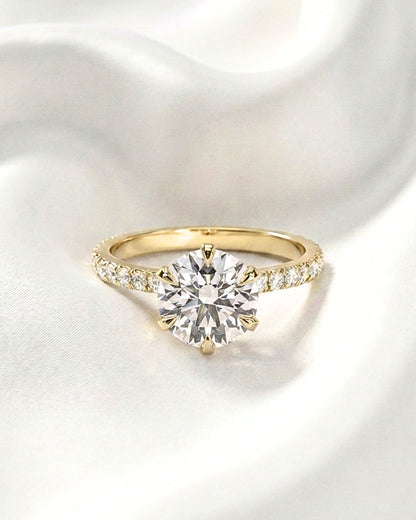 Celeste: Round Half Pavé & Hidden Halo Diamond Engagement Ring