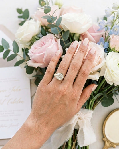 Charlie: East West Bezel Pear Solitaire Moissanite Engagement Ring