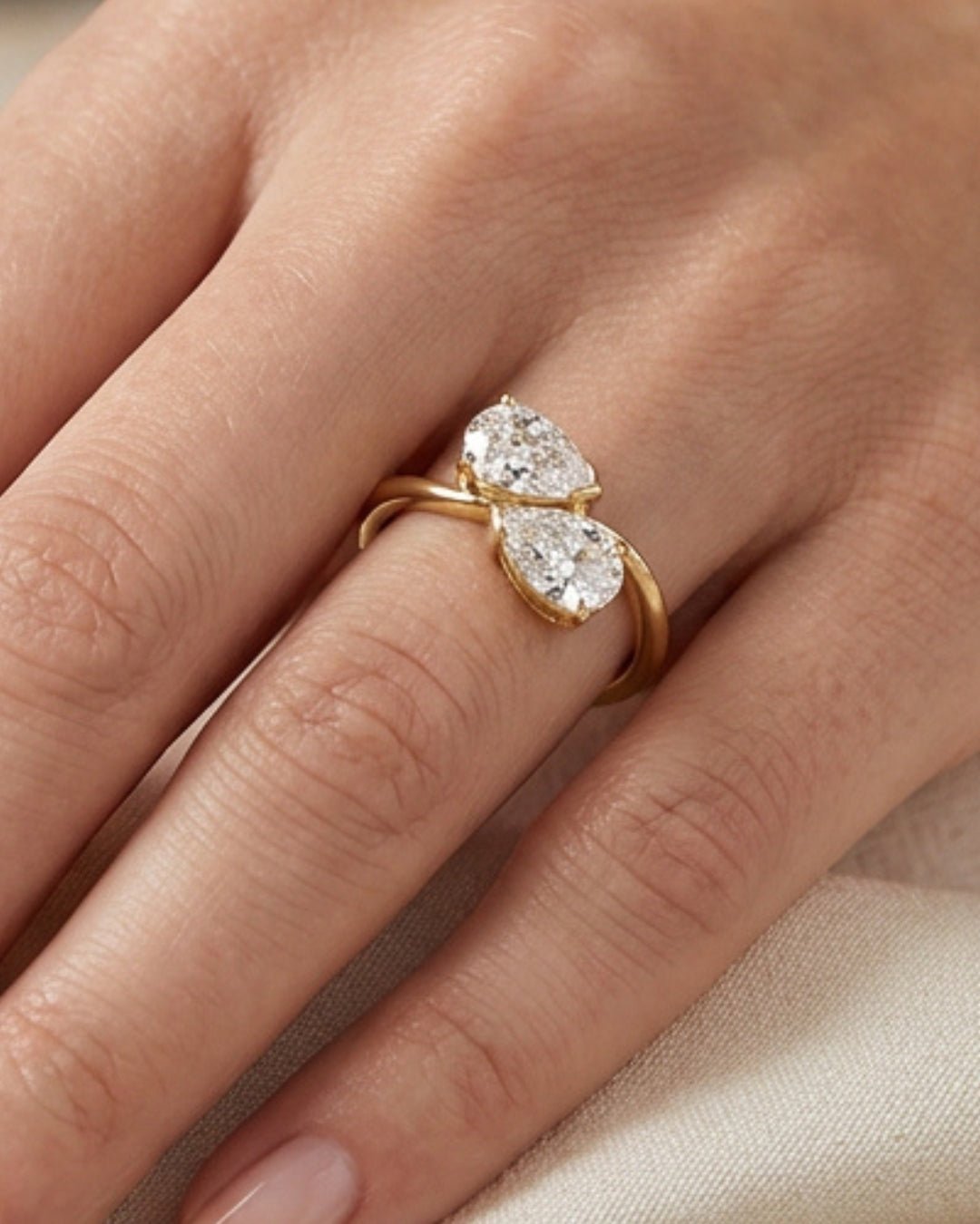 Cleo - Pear Toi-Et Moi Diamond Engagement Ring - Moissanite Engagement Rings
