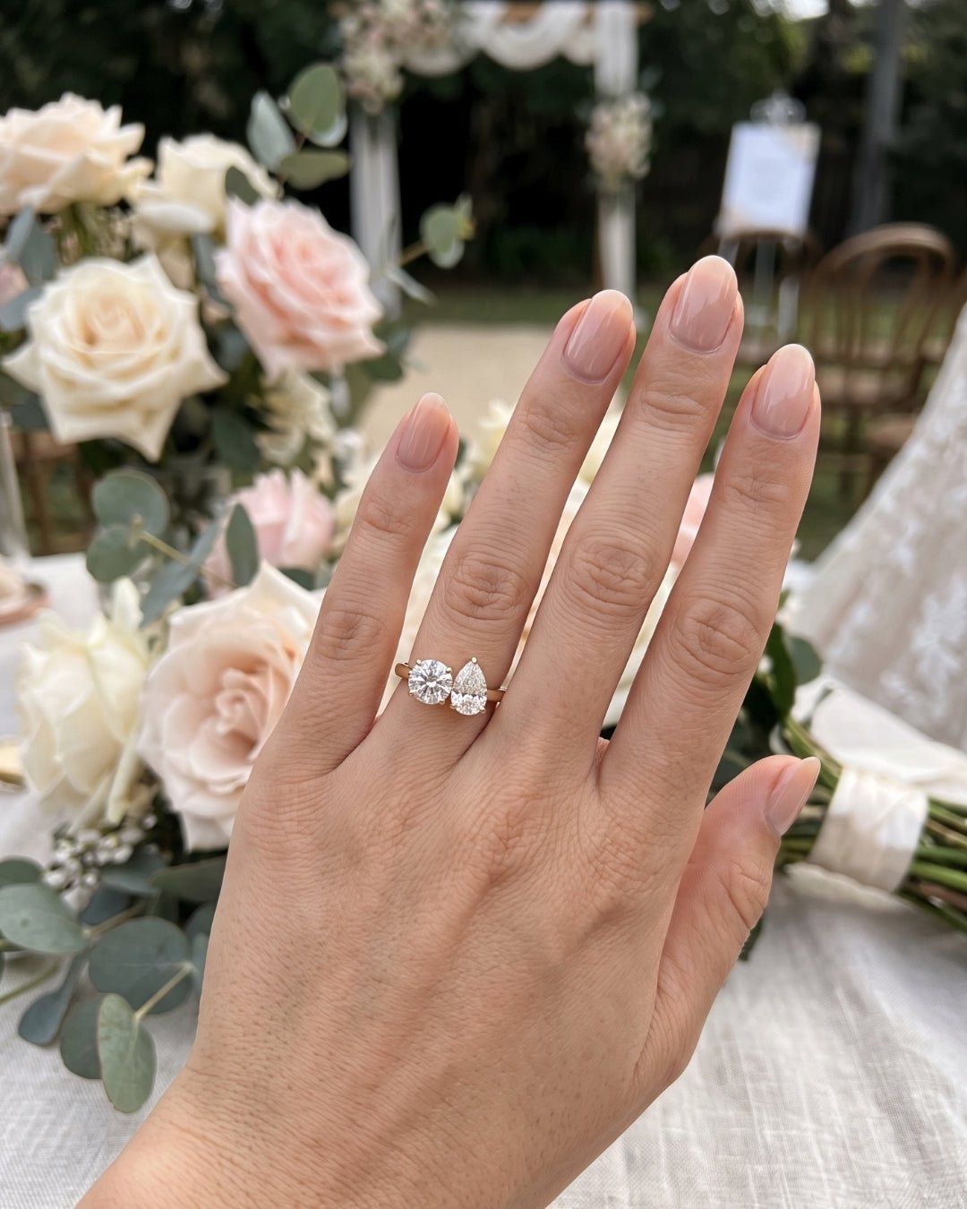 Cleo - Toi Et Moi Pear & Round Moissanite Engagement Ring - Moissanite Engagement Rings