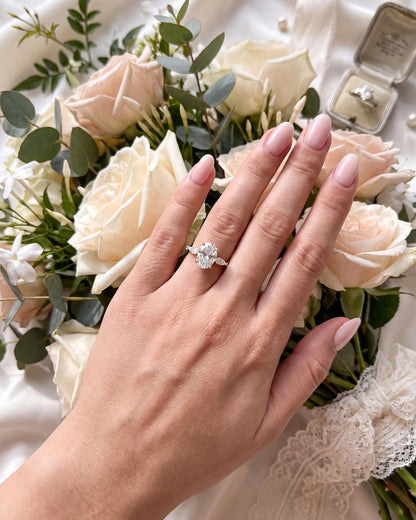 Daisy - Oval and Marquise Three-Stone Moissanite Engagement Ring - Moissanite Engagement Rings