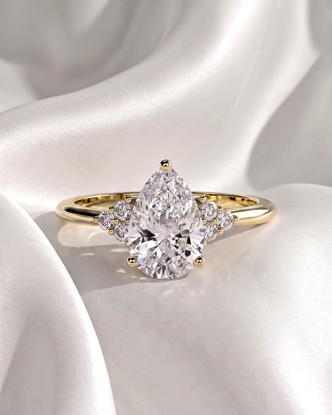 Demi - Pear Cluster Stones Moissanite Engagement Ring