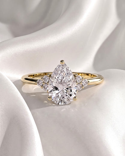 Demi - Pear Cluster Stones Moissanite Engagement Ring