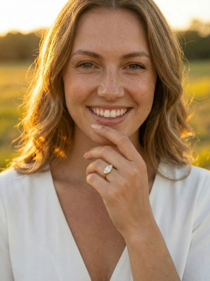 East West Bezel Marquise Solitaire Moissanite Engagement Ring