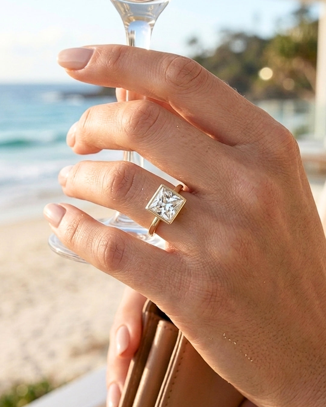 Edie: Princess Bezel Moissanite Engagement Ring