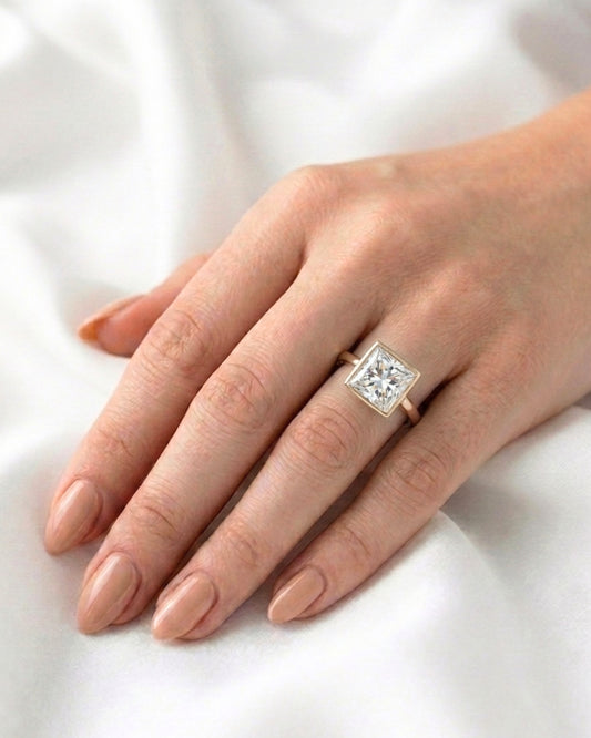 Edie: Princess Bezel Moissanite Engagement Ring