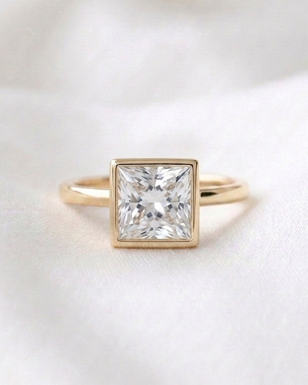 Edie: Princess Bezel Moissanite Engagement Ring