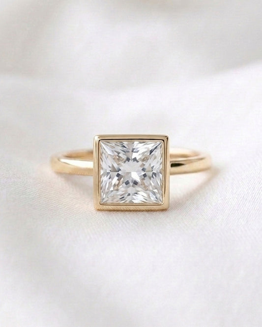 Edie: Princess Bezel Moissanite Engagement Ring