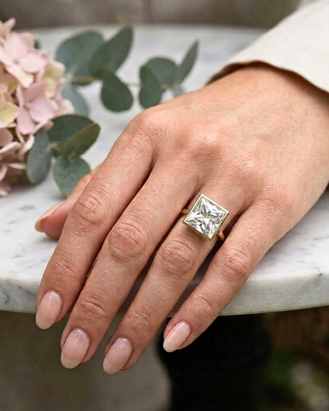 Edie: Princess Bezel Moissanite Engagement Ring
