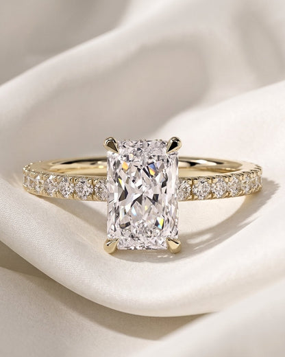 Eira - Radiant Half Pavé Moissanite Engagement Ring - Moissanite Engagement Rings