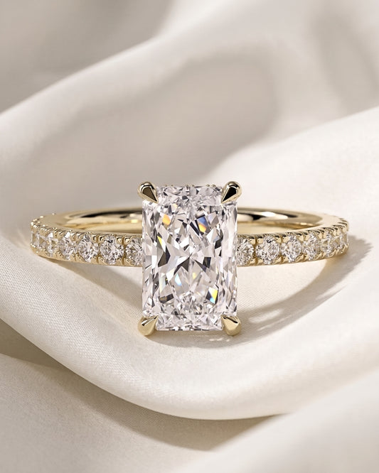 Eira: Radiant Half Pavé Moissanite Engagement Ring