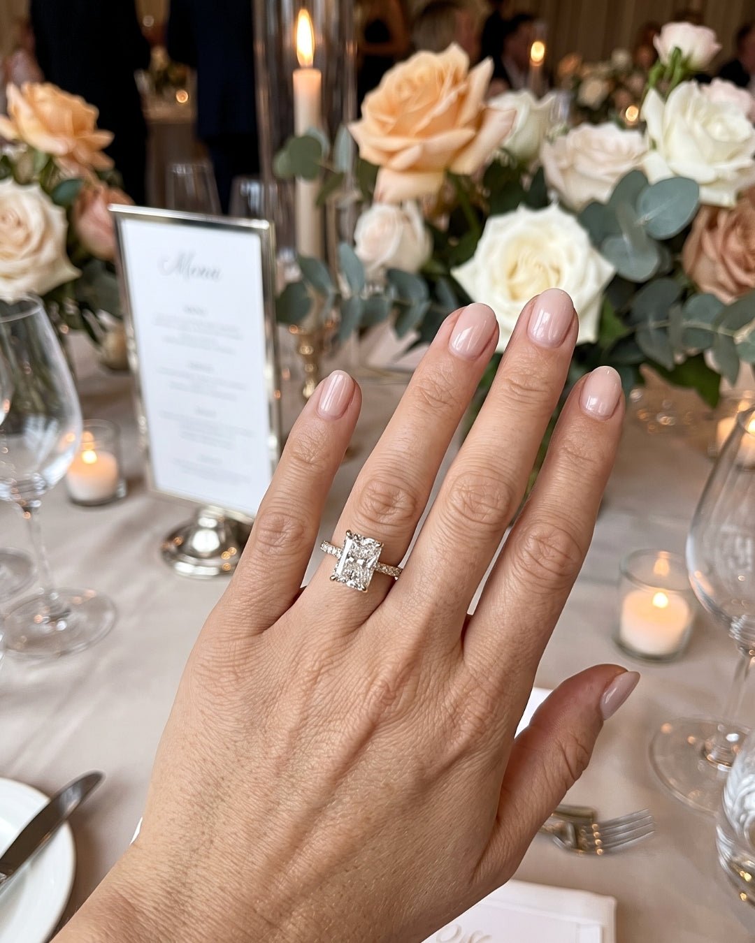 Eira - Radiant Half Pavé Moissanite Engagement Ring - Moissanite Engagement Rings