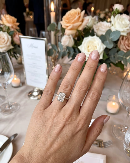 Eira - Radiant Half Pavé Moissanite Engagement Ring - Moissanite Engagement Rings