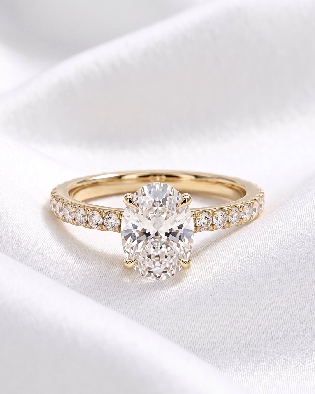 Elodie - Oval Full Pavé Diamond Engagement Ring - Moissanite Engagement Rings