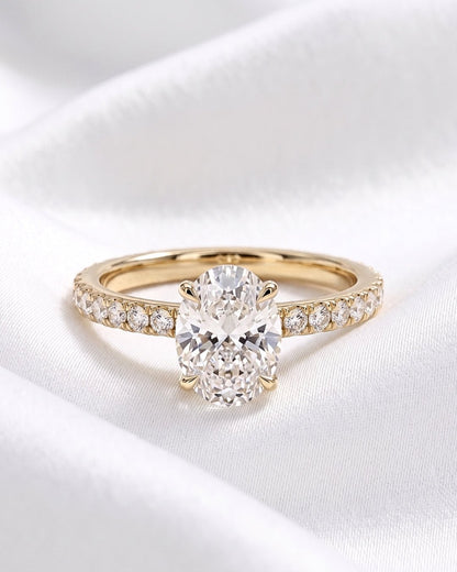 Elodie - Oval Full Pavé Diamond Engagement Ring - Moissanite Engagement Rings