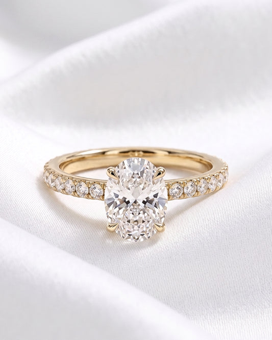 Elodie: Oval Full Pavé Moissanite Engagement Ring