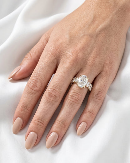 Eloise: Oval Solitaire with Oval Eternity Band Moissanite Engagement Ring