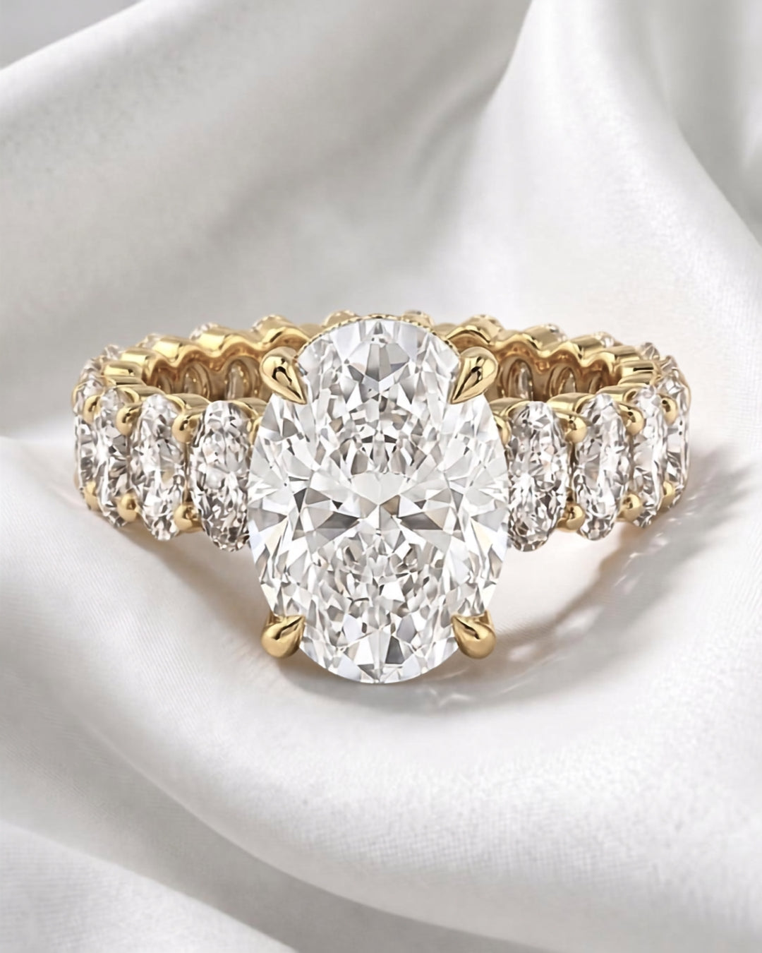 Eloise: Oval Solitaire with Oval Eternity Band Moissanite Engagement Ring