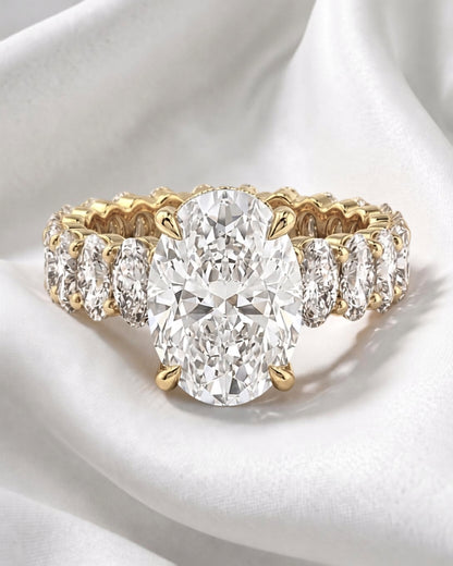 Eloise: Oval Solitaire with Oval Eternity Band Moissanite Engagement Ring