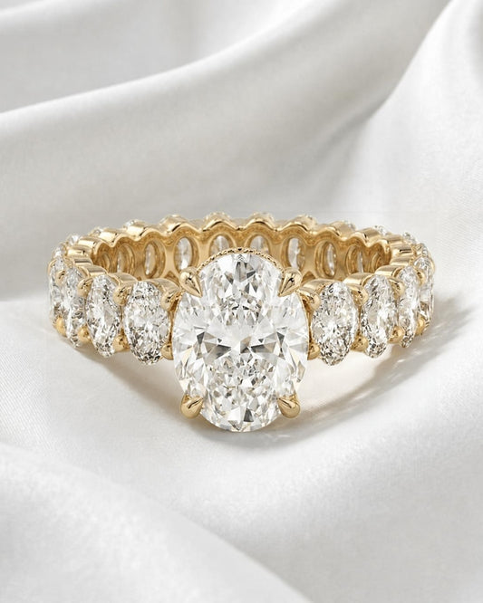 Eloise: Oval Solitaire with Oval Eternity Band Moissanite Engagement Ring