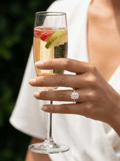 Elongated Cushion Full Pavé Diamond Engagement Ring - Moissanite Engagement Rings