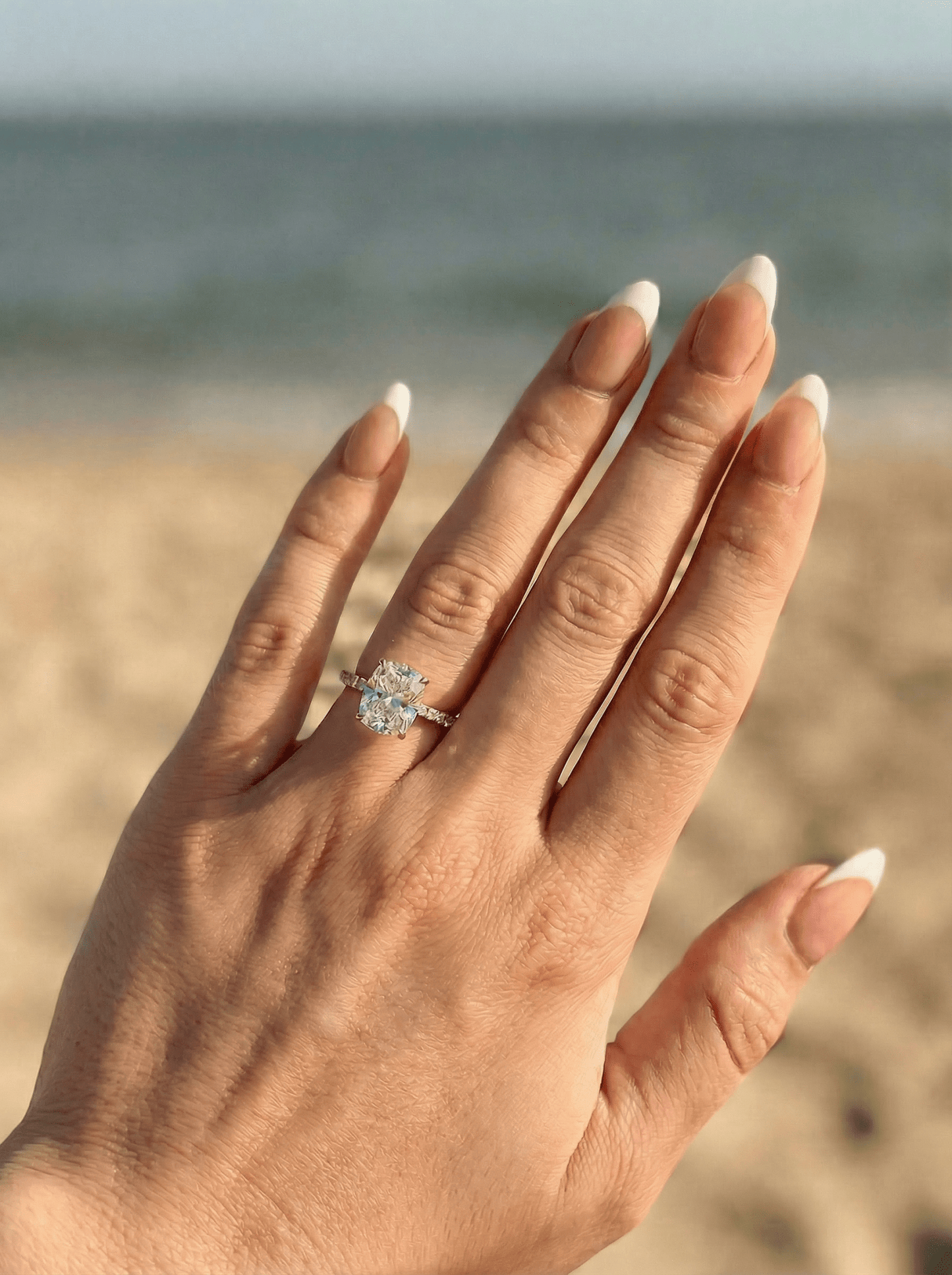 Elongated Cushion Full Pavé Moissanite Engagement Ring - Moissanite Engagement Rings
