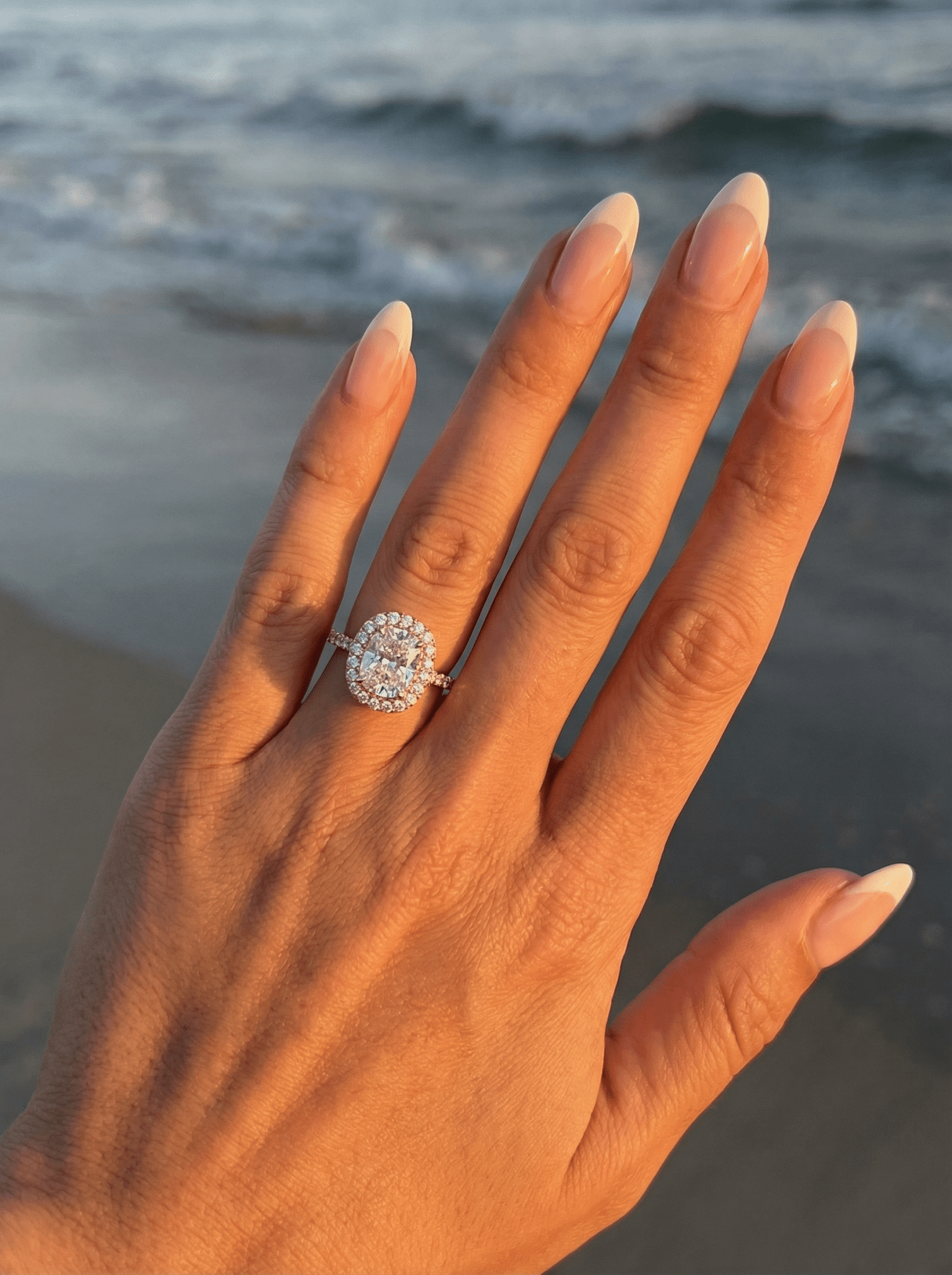 Elongated Cushion Halo Full Pavé Diamond Engagement Ring - Moissanite Engagement Rings