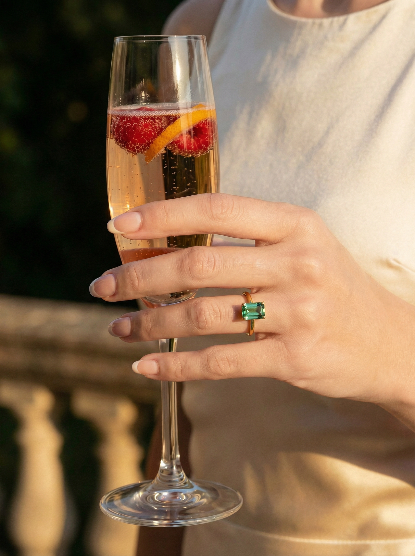 Emerald Cut Emerald Coloured Solitaire Moissanite Engagement Ring