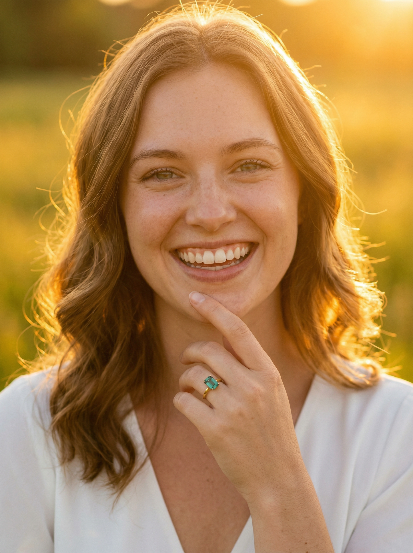 Emerald Cut Emerald Coloured Solitaire Moissanite Engagement Ring