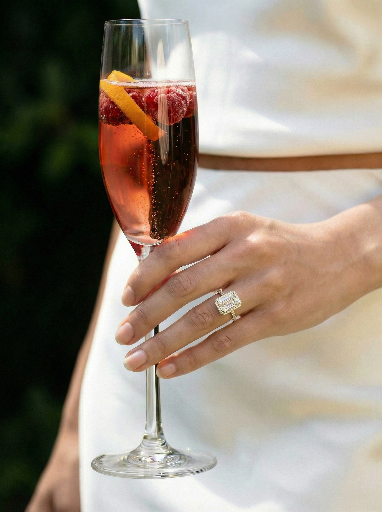 Emerald Halo Half Pavé Diamond Engagement Ring