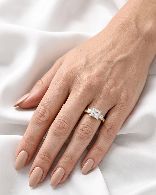 Greta: Princess Trilogy Moissanite Engagement Ring
