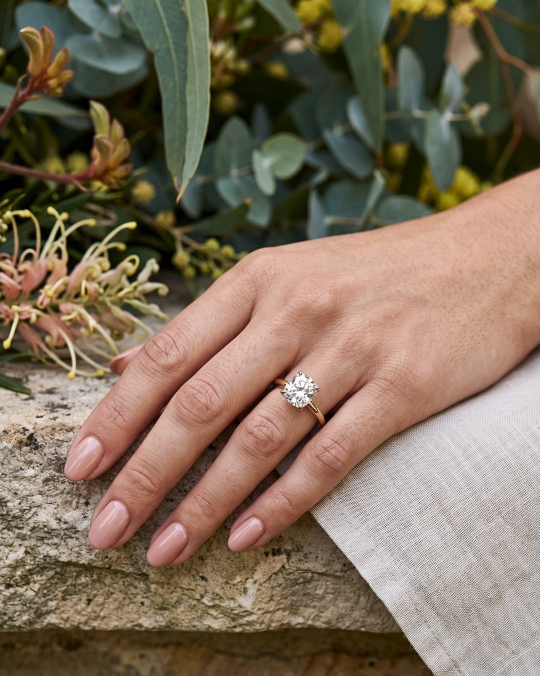 Hadley: Elongated Cushion Hidden Halo Diamond Engagement Ring