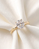 Hadley: Elongated Cushion Hidden Halo Moissanite Engagement Ring