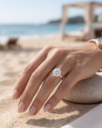 Halle: Round Two Tone Cathedral Moissanite Engagement Ring