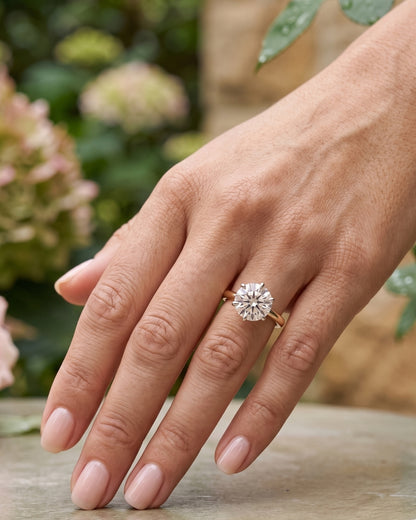 Halle: Round Two Tone Cathedral Moissanite Engagement Ring