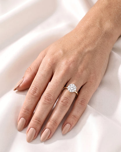 Halle: Round Two Tone Cathedral Moissanite Engagement Ring