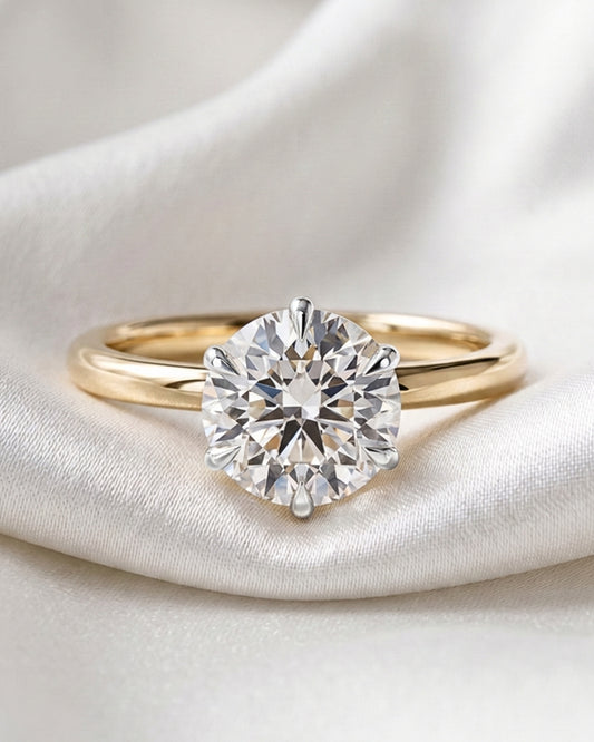 Halle: Round Two Tone Cathedral Moissanite Engagement Ring