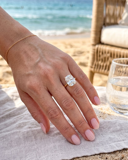 Hazel: Elongated Cushion Solitaire Diamond Engagement Ring